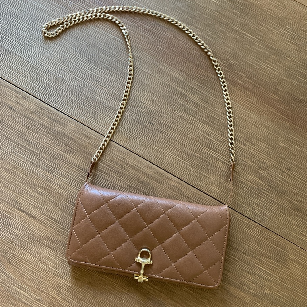 MADE IN ITALY Brown Leather Wallet Chain Purse